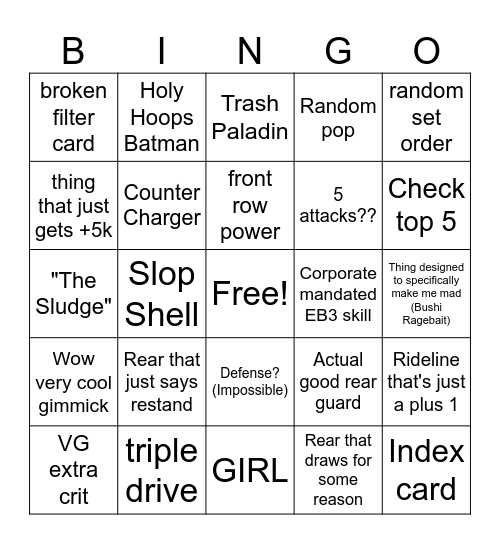 Reveal Review Bingo Card
