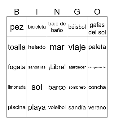 Loteria de Verano Bingo Card
