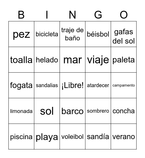 Loteria de Verano Bingo Card