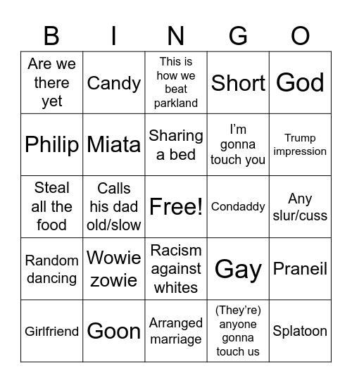 Raiden Bingo Card