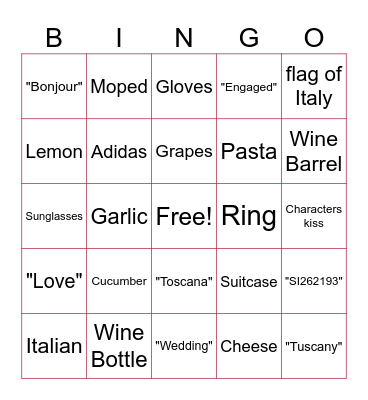 Movie Night Bingo Card