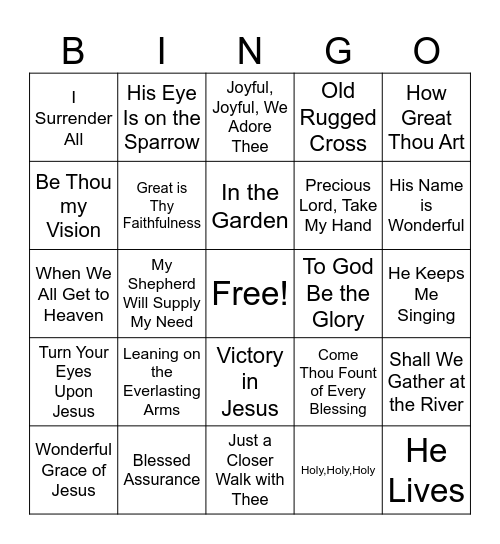 Worship Bingo Card