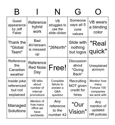 Montreal Townhall Bingo Card