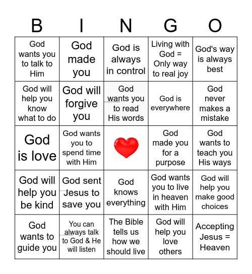 God Loves You Bingo Card