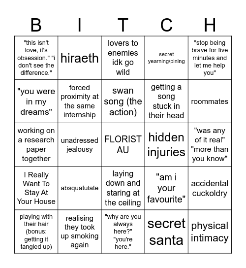 the seis tries getting out of writer's block Bingo Card