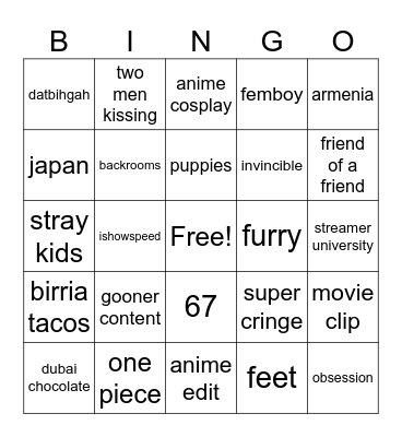 insta reel bingo Card