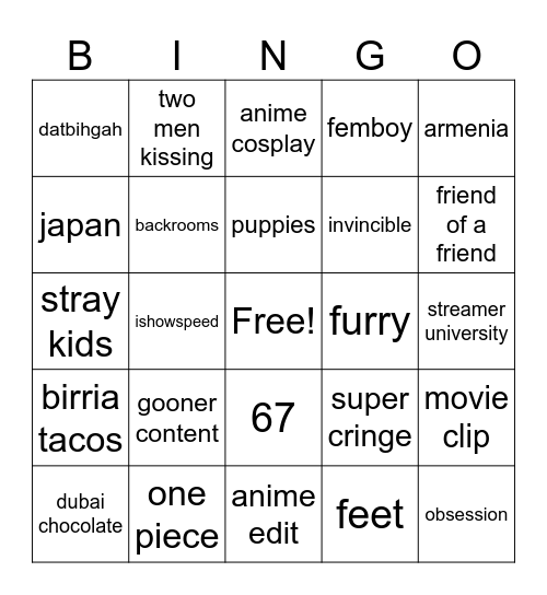 insta reel bingo Card
