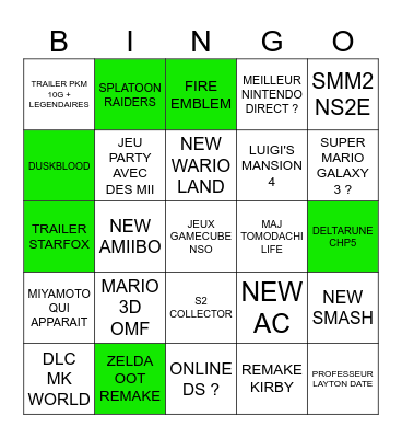 Nintendo Direct 09/06/2026 Bingo Card