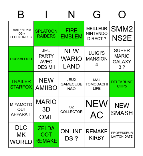 Nintendo Direct 09/06/2026 Bingo Card