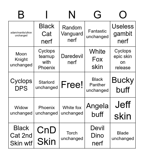 Rivals S8.5 Bingo Card