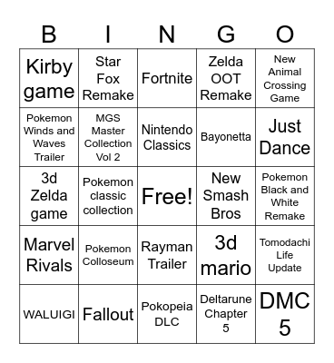 Untitled Bingo Card