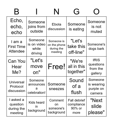 Safety Bingo Card