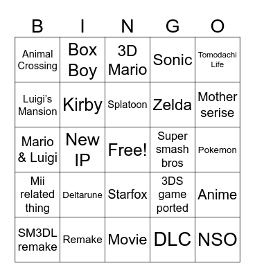 ND bingo Card