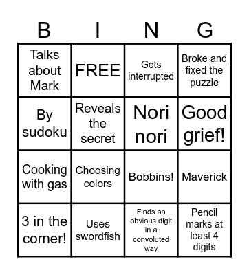 CTC Simon's bingo Card