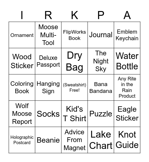 IRKPA Bingo Card