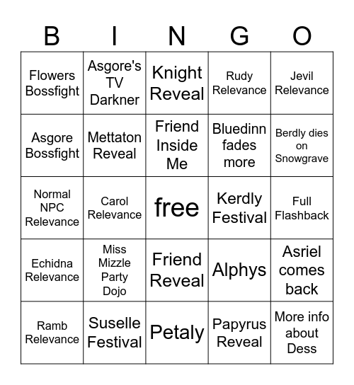 DELTARUNE CHAPTER 5 BINGO Card