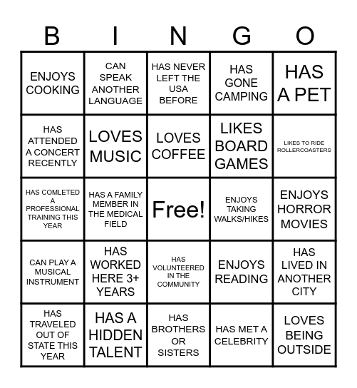CATS TEAM DAY BINGO Card