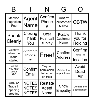 LAWN QA BINGO Card