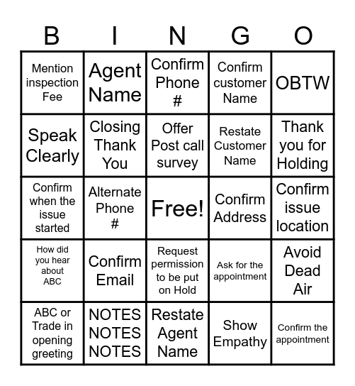 LAWN QA BINGO Card