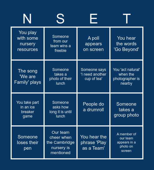 N Cambridge Bingo Card Bingo Card