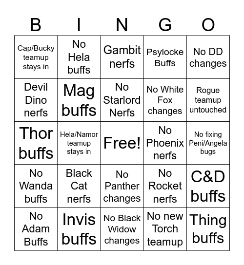 8.5 Bingo Card