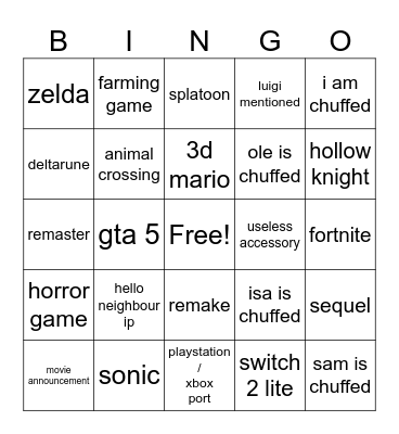 Untitled Bingo Card