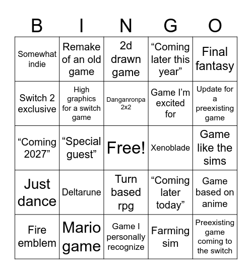 Untitled Bingo Card