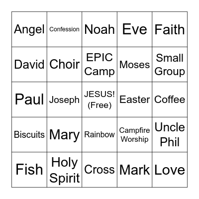 The Lakes Church Bingo Card