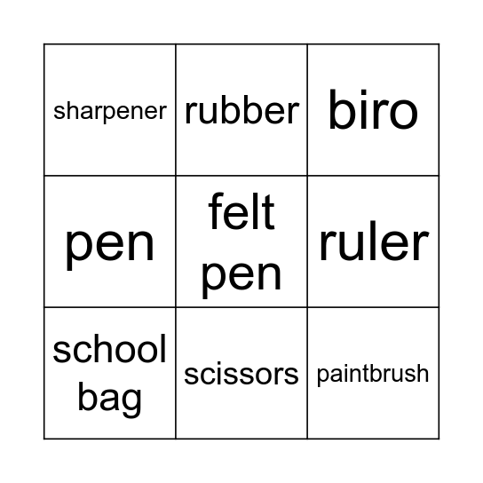 school things Bingo Card
