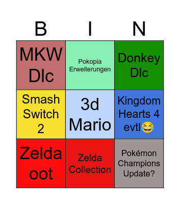Nintendo Direct Bingo Card