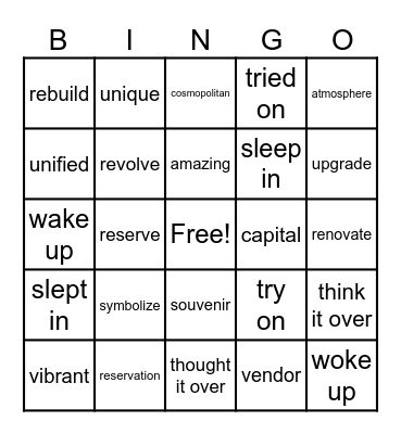 BESL-6 Vocabulary: chapters 1 and 2 Bingo Card