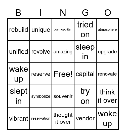BESL-6 Vocabulary: chapters 1 and 2 Bingo Card