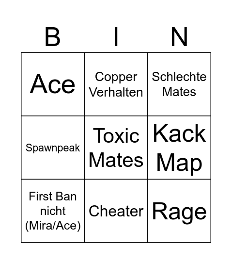 R6 Ranked Bingo Card