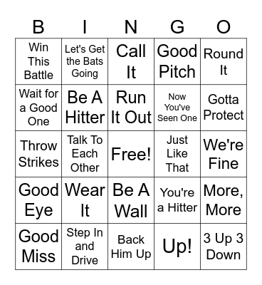 Father's Day Baseball Bingo Card