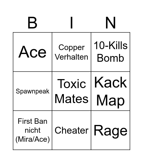 R6 Ranked Bingo Card