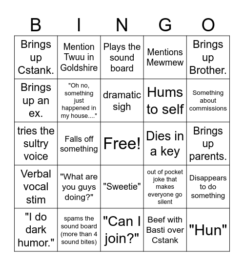 Bingo For me Bingo Card