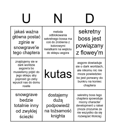deltarune chapter 5 bingo Card