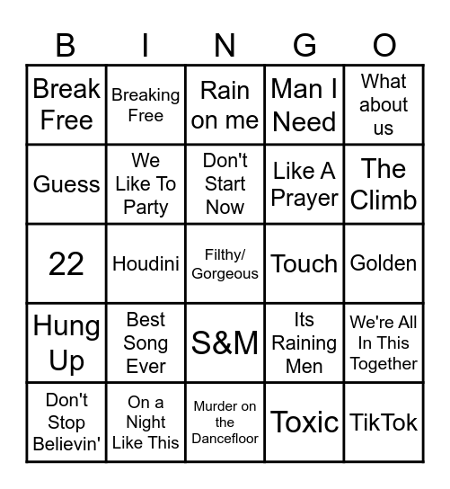 Music Bingo Card