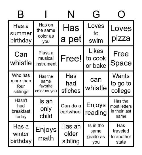 Find Someone Who Bingo Card