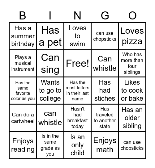 Find Someone Who Bingo Card