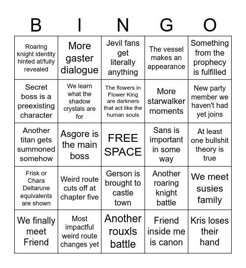 DELTARUNE CHAPTER 5 Bingo Card
