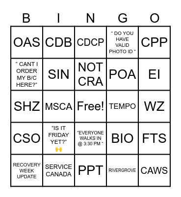 NPSW 2026 Bingo Card