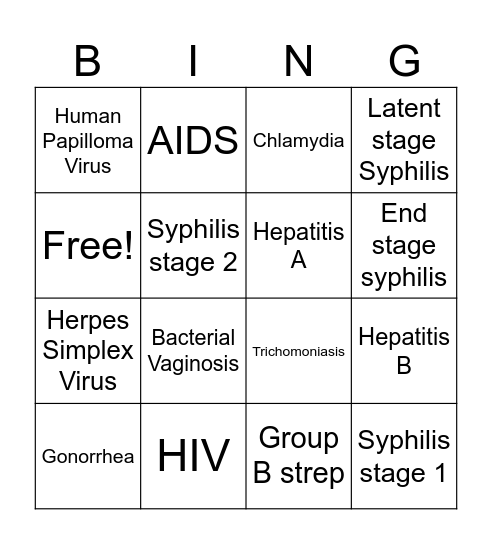 STI Bingo Card