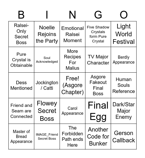 DELTARUNE CHAPTER 5 Bingo Card