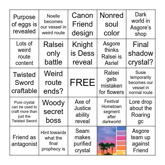 DELTARUNE CH5 PREDICTIONS Bingo Card