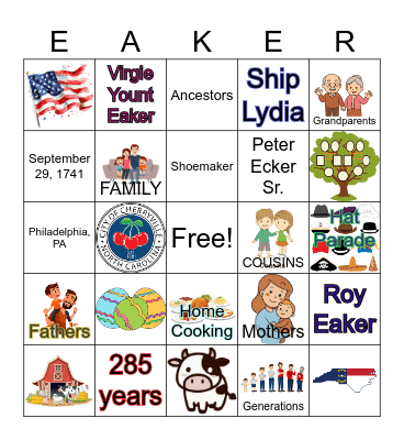 Family Reunion Bingo Card