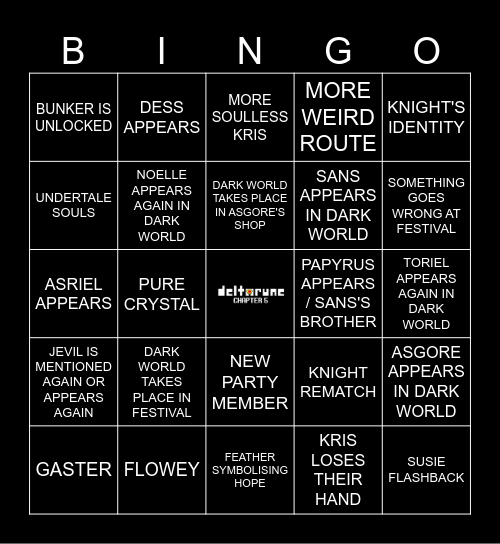 DELTARUNE CHAPTER 5 BINGO Card