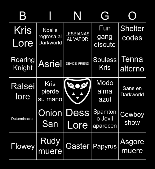 Deltarune Chapter 5 Bingo Card