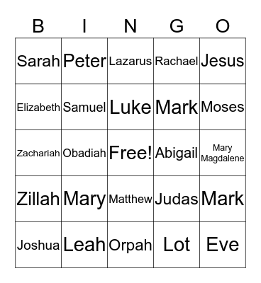 Bible  Bingo Card