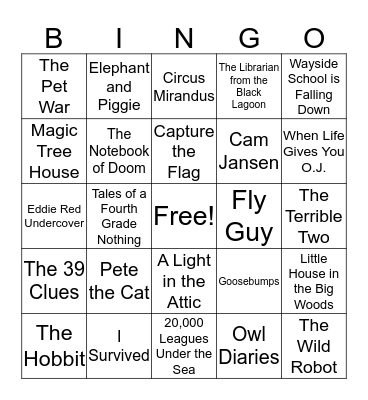 Books and Characters BINGO Card